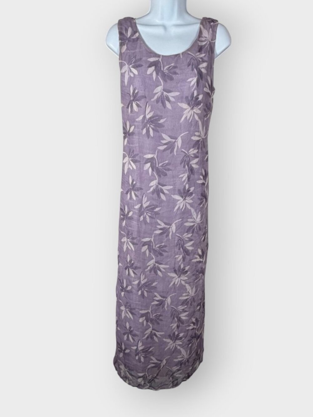 Vtg Chiffon Maxi Dress | M | Purple Floral Tie Back | 90s Boho Friends Phoebe